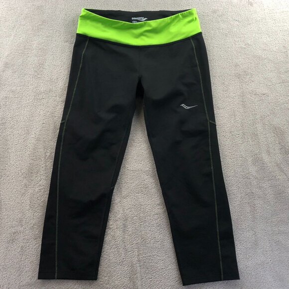 Saucony Womens Leggings Medium Skinny Leg Stretch Pull On Black Athleisure - Picture 14 of 15